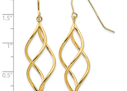 14K Twisted Dangle Earrings, 46 x 12mm