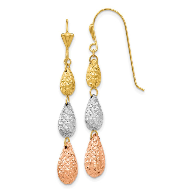 14k Tri-Color Earrings Style TL476 - Classique Jewelry Inc.