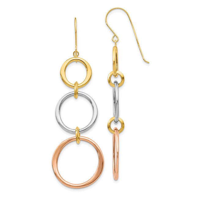 14k Tri-Color Earrings Style TL505 - Classique Jewelry Inc.