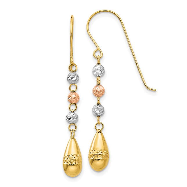 14k Tri-Color Earrings Style TL537 - Classique Jewelry Inc.