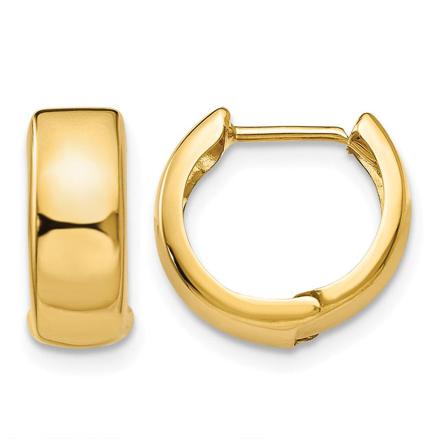 14K Hinged Hoop Earrings, 12 x 4.5mm