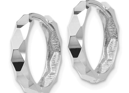 14K White Gold Diamond Cut Hoop Earrings (Style TL569)