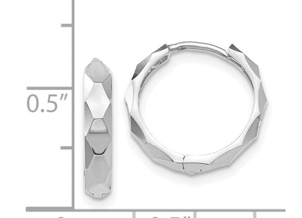 14K White Gold Diamond Cut Hoop Earrings (Style TL569)