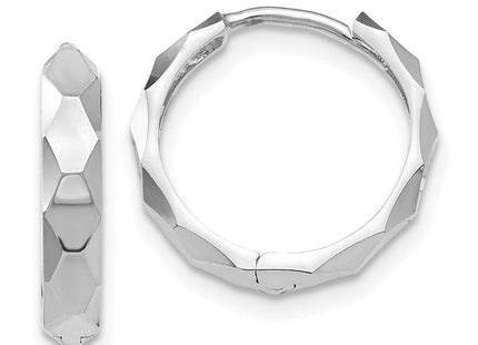 14K White Gold Diamond Cut Hoop Earrings (Style TL569)