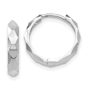 14K White Gold Diamond Cut Hoop Earrings (Style TL569)