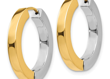14k Two-tone Gold Polished Hollow Hinged Hoop Earrings (Style TL572)