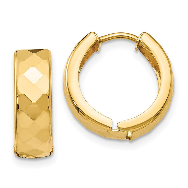 14k Two-tone Gold Polished Hollow Hinged Hoop Earrings, 16 x 3mm
