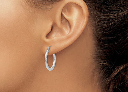 14K White Gold Diamond-cut 2. Hollow Hoop Earrings (Style TL587)