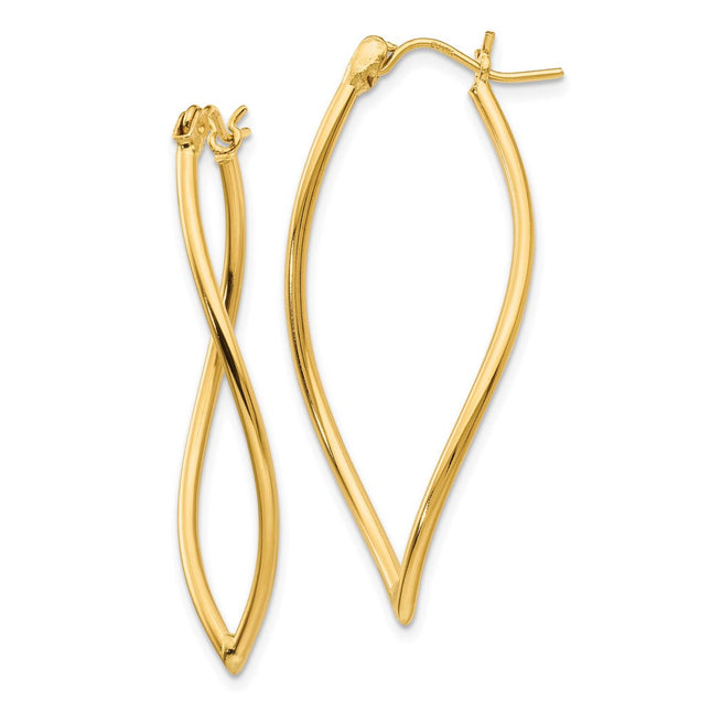 14k Polished Fancy Hoop Earrings, 37 x 17mm