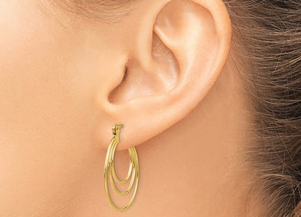 14K gold circle hoop earrings, another view