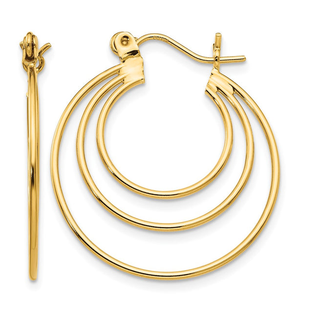 14k Polished Circles Hoop Earrings, 25 x 27mm