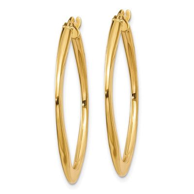 14K Tapered Square Hoop Earrings, 30 x 2mm
