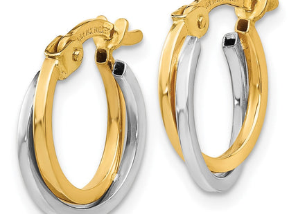 14k Two-tone Polished Hollow Hoop Earrings (Style TL697)