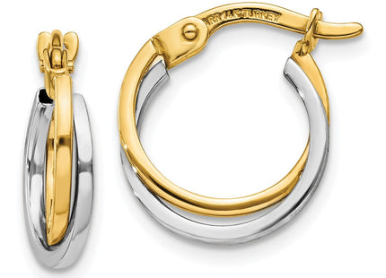 14k Two-tone Polished Hollow Hoop Earrings (Style TL697)