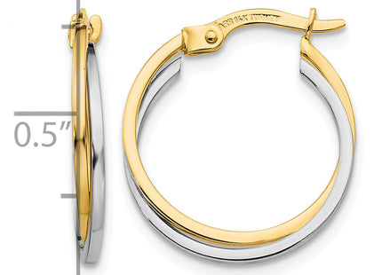 14k Two-tone Polished Hollow Hoop Earrings, 20 x 3mm