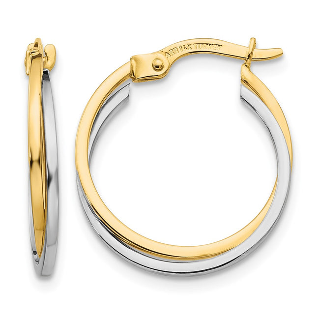 14k Two-tone Polished Hollow Hoop Earrings, 20 x 3mm