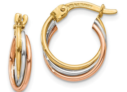 14k Tri-Color Earrings Style TL712 - Classique Jewelry Inc.