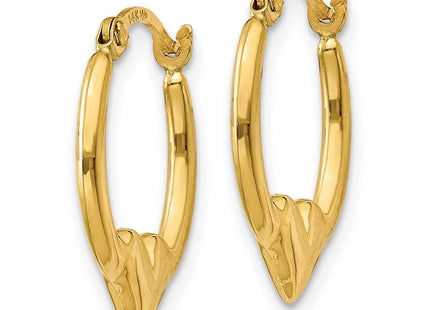 14K white gold heart hoop earrings, alternate view