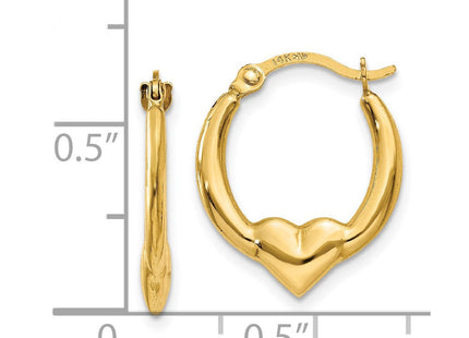 14K white gold heart hoop earrings, further view