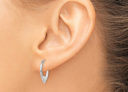 14k White Gold Heart Hoop Earrings, 16 x 2.75mm