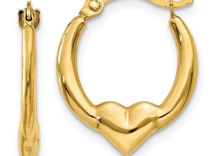 14K white gold heart hoop earrings