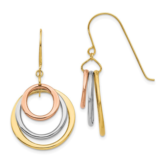 14k Tri-Color Earrings Style TL812 - Classique Jewelry Inc.