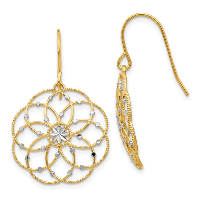 14k Yellow & Rhodium Earrings Style TL877 - Classique Jewelry Inc.