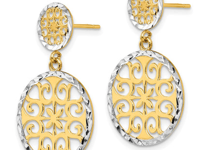 14k Yellow & Rhodium Earrings Style TL885 - Classique Jewelry Inc.