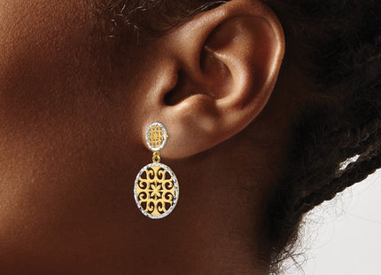 14k Yellow & Rhodium Earrings Style TL885 - Classique Jewelry Inc.