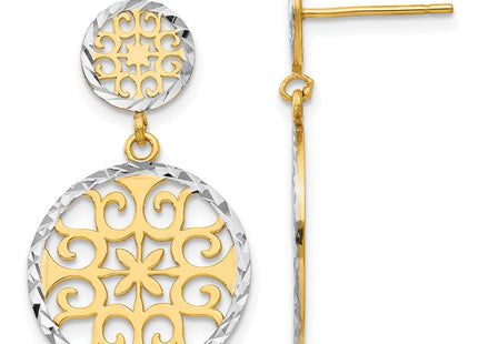 14k Yellow & Rhodium Earrings Style TL885 - Classique Jewelry Inc.