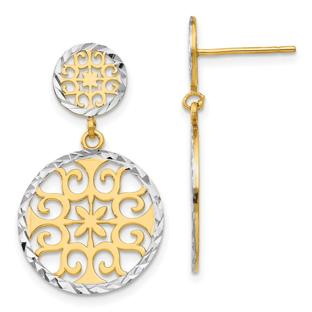 14k Yellow & Rhodium Earrings Style TL885 - Classique Jewelry Inc.