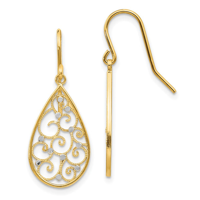 14k Yellow & Rhodium Earrings Style TL894 - Classique Jewelry Inc.