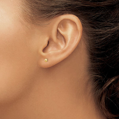 14K Puff Circle Post Earrings, 3 x 3mm