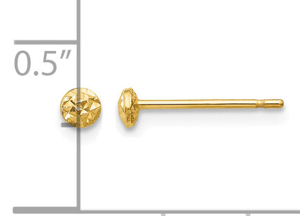 14K Puff Circle Post Earrings, 3 x 3mm