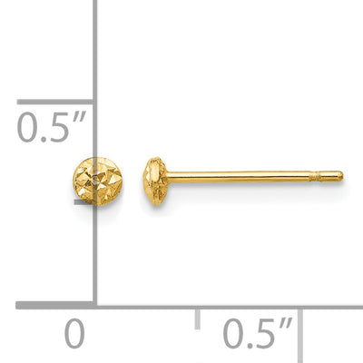 14K Puff Circle Post Earrings, 3 x 3mm