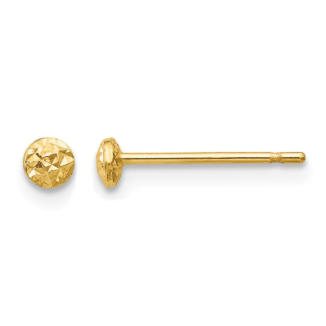 14K Puff Circle Post Earrings