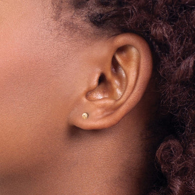14K Rose Gold Puff Circle Stud Earrings, 3 x 3mm