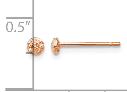 14K Rose Gold Puff Circle Stud Earrings, 3 x 3mm