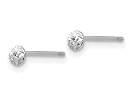 14K White Gold Puff Circle Stud Earrings (Style TL910)