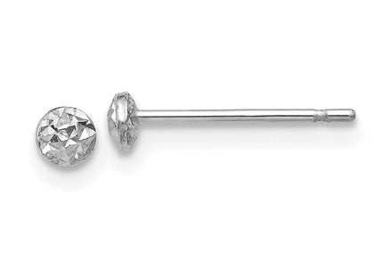 14K White Gold Puff Circle Stud Earrings (Style TL910)