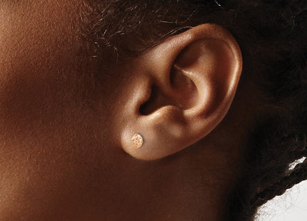 14K rose gold circle stud earrings, another view