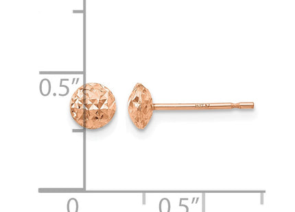14K rose gold circle stud earrings, further view
