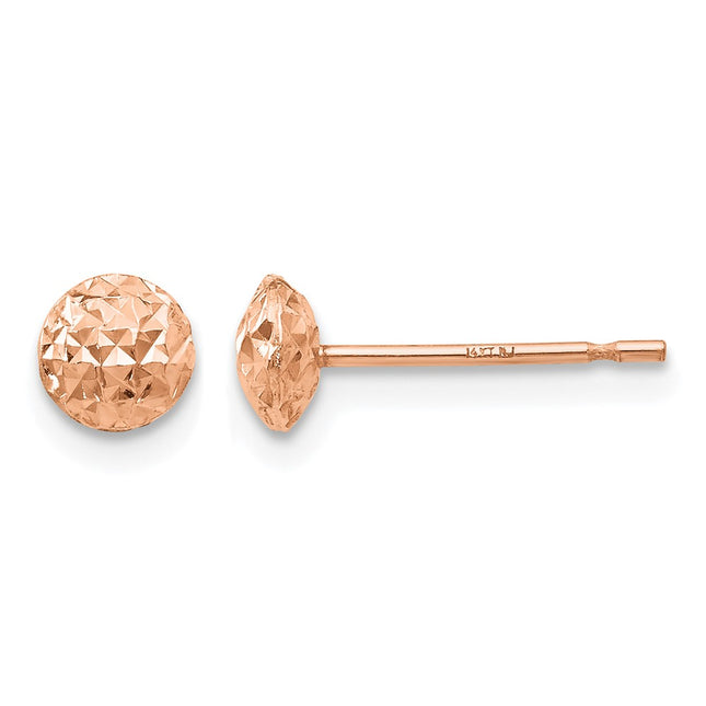 14K Rose Gold Puff Circle Stud Earrings, 5 x 5mm