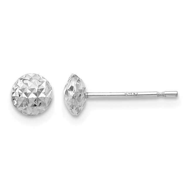 14K White Gold Puff Circle Stud Earrings, 5 x 5mm