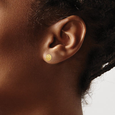 14K Puff Circle Post Earrings, 6 x 6mm
