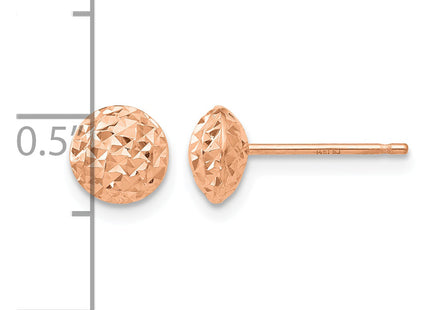 14K Rose Gold Circle Puff Post Earrings