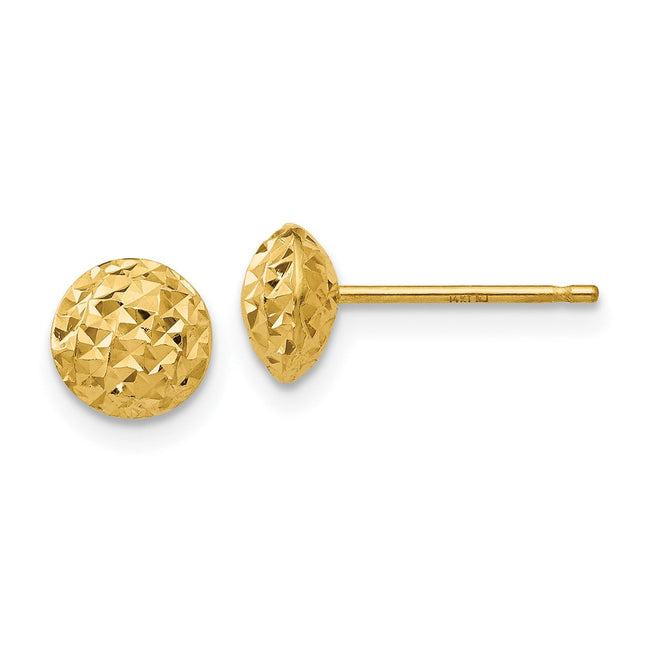14K Puff Circle Post Earrings, 6 x 6mm