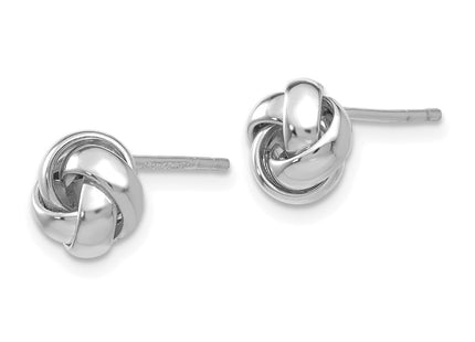 14K white gold knot earrings, alternate view