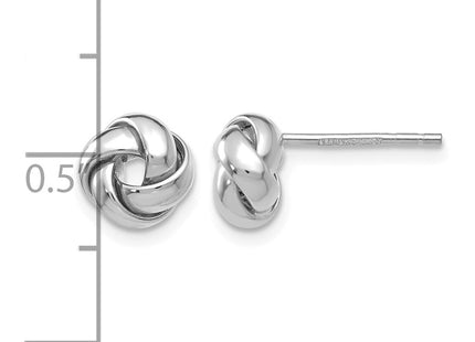 14K white gold knot earrings, further view