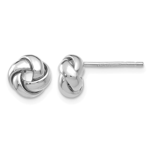14k White Gold Polished Knot Post Earrings, 8 x 8mm